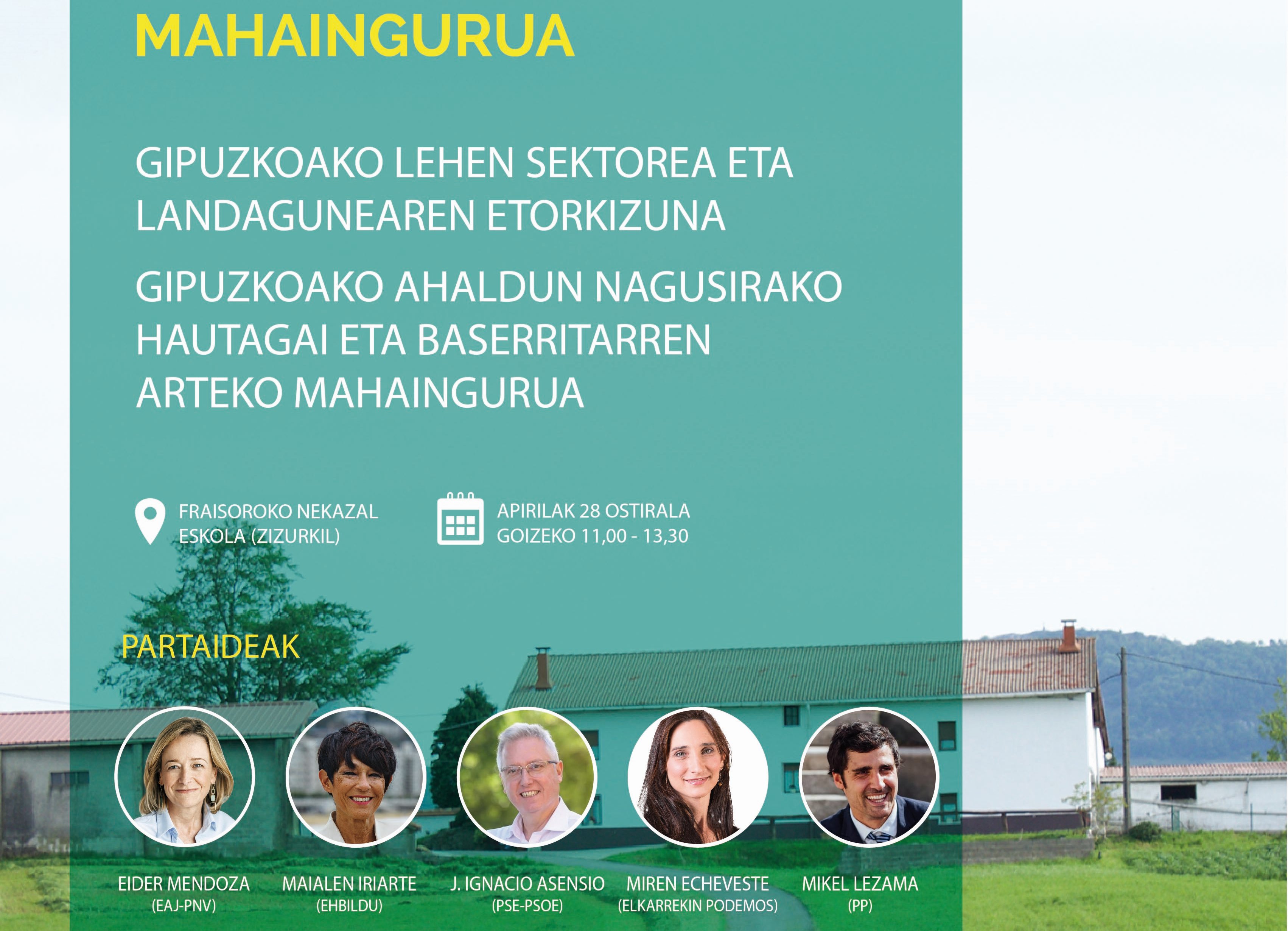 ENBAk, Gipuzkoako Ahaldun Nagusirako hautagai guztiekin ospatuko du MAHAINGURUA
