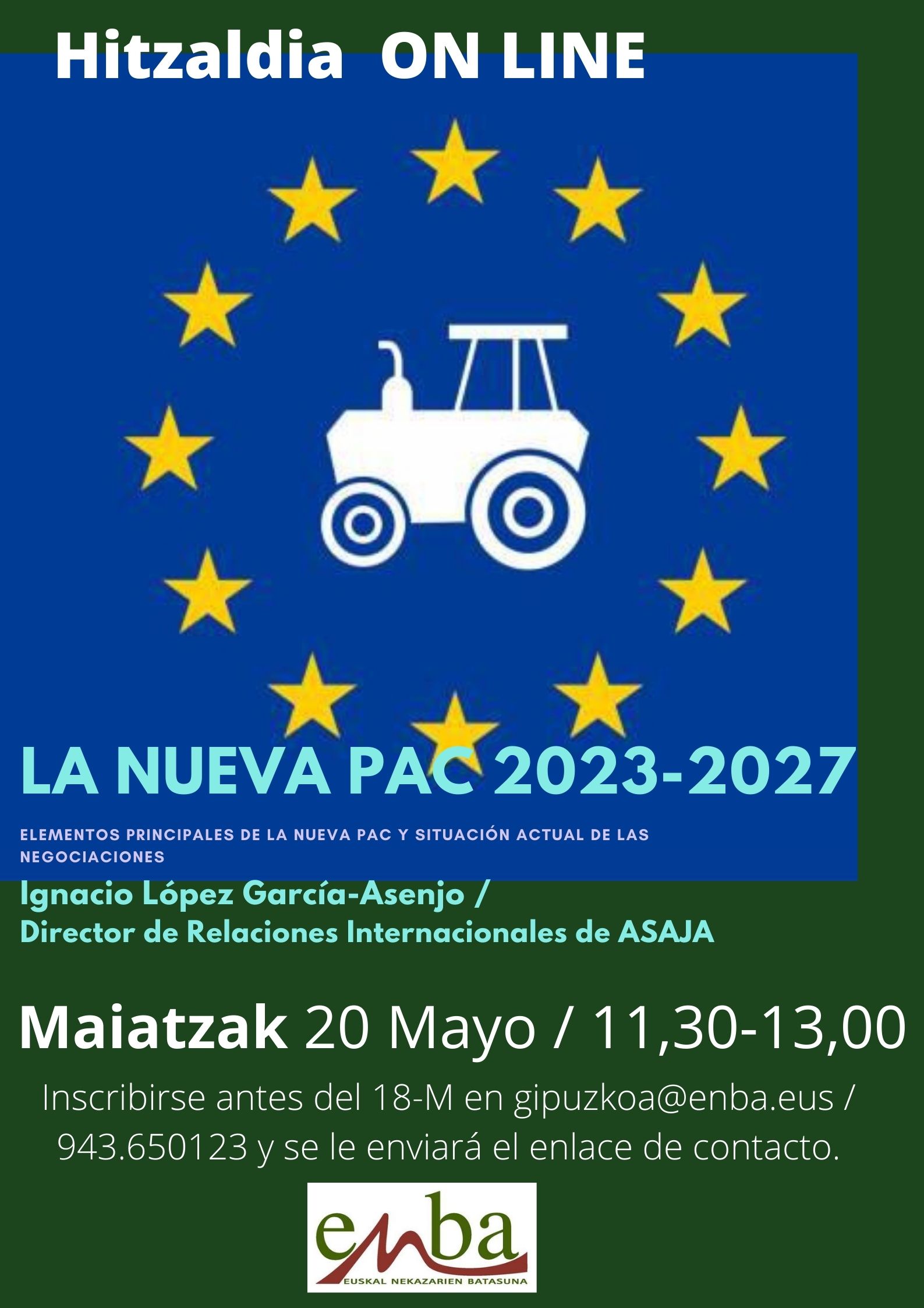 Abierta la inscripción para la Conferencia sobre LA NUEVA PAC 2023-2027 que se celebrará el 20 de Mayo