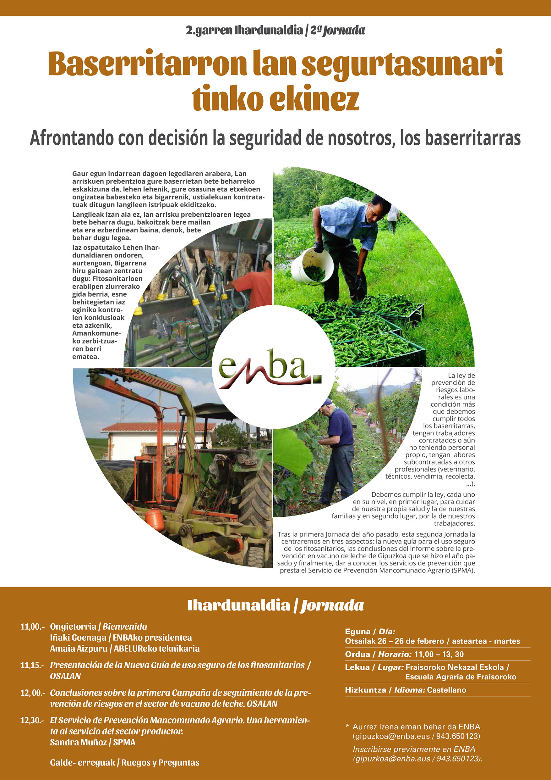 ENBAk Lan Arriskuen aurreko prebentzioaren 2.garren Ihardunaldia ospatuko du Otsailaren 26an