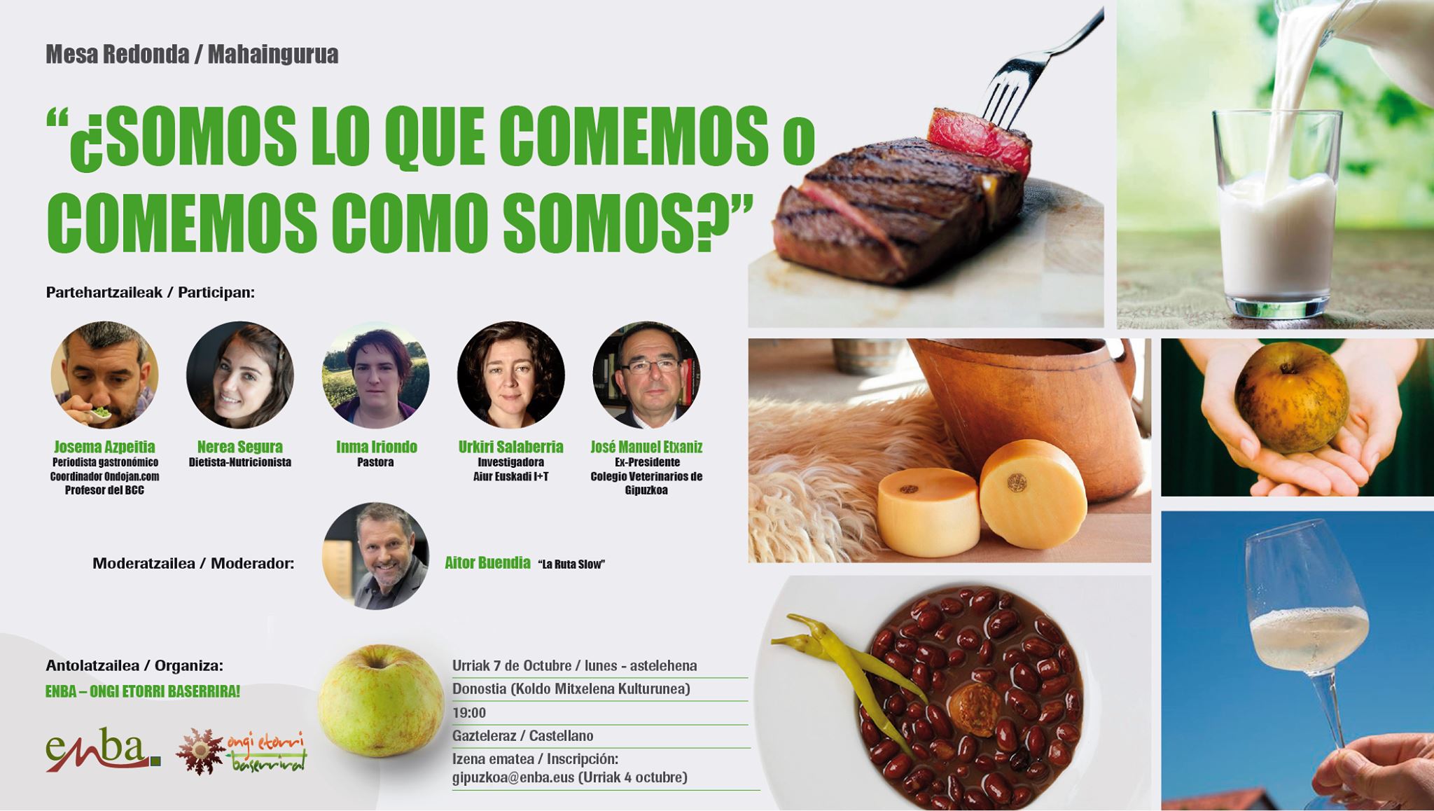 ENBAk Elikaduraren Nazioarteko eguna ¿SOMOS LO QUE COMEMOS o COMEMOS COMO SOMOS? mahainguarekin ospatuko du