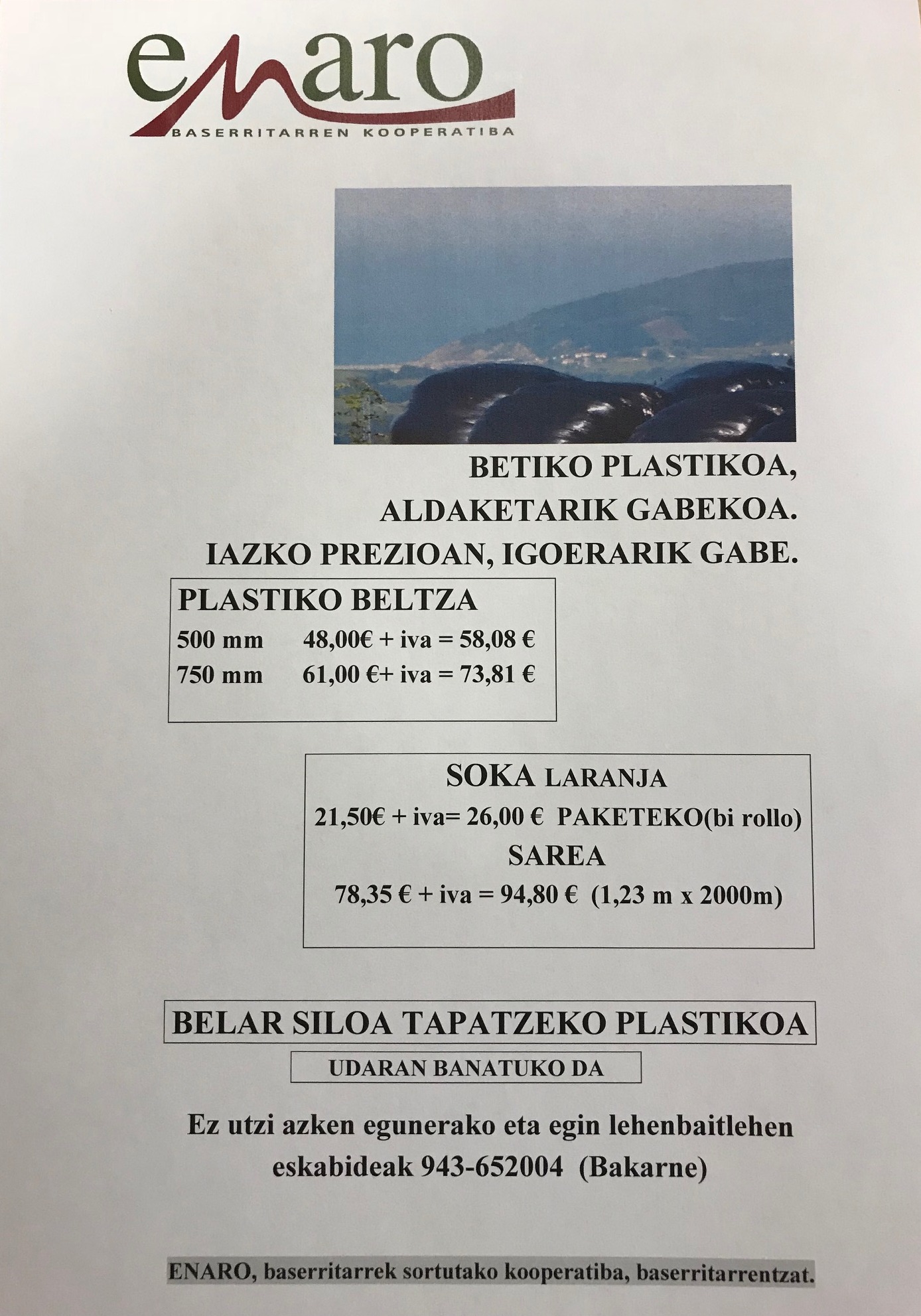 Arranca la campaña de plástico para silo de la Cooperativa ENARO